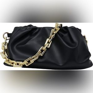 Cloud Dumpling Pouch Handbag in Black